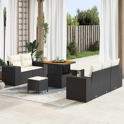 Set Divano da Giardino con cuscino 8 pcs Nero e Crema | homemem39