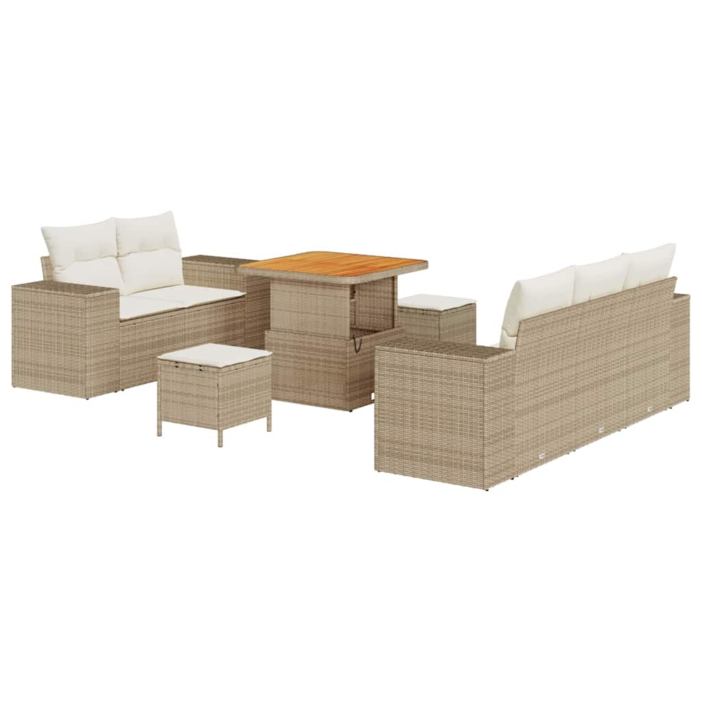 Set Divano da Giardino con cuscino 8 pcs Beige e Crema