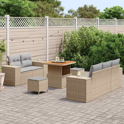 Set Divano da Giardino con cuscino 8 pcs Beige e Grigio Chiaro