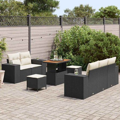 Set Divano da Giardino con cuscino 8 pcs Nero e Crema | homemem39