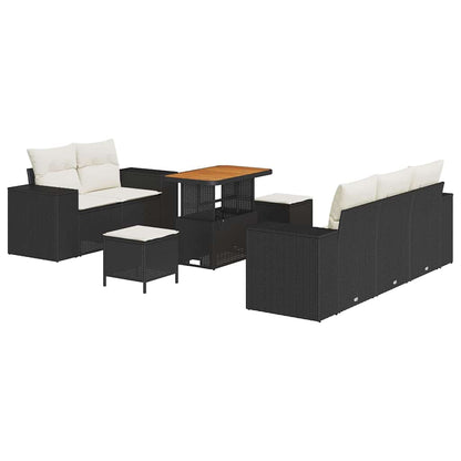 Set Divano da Giardino con cuscino 8 pcs Nero e Crema | homemem39