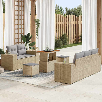 Set Divano da Giardino con cuscino 8 pcs Beige e Grigio Chiaro