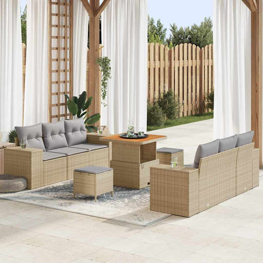 Set Divano da Giardino Beige e Grigio Chiaro 221 x 204 x 85 cm