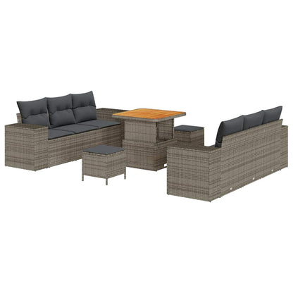 Set Divano da Giardino Grigio Rattan in Polipropilene