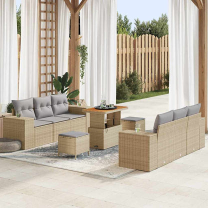 Set Divano da Giardino con cuscino 9 pcs Beige e Grigio Chiaro