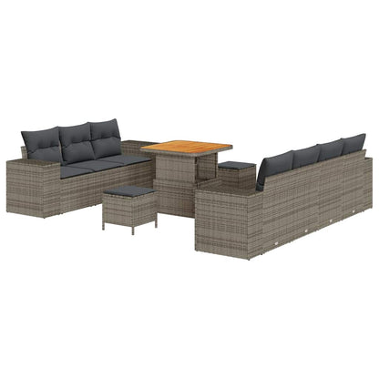 Set Divano da Giardino 10 pcs Grigio Rattan in Polipropilene | homemem39