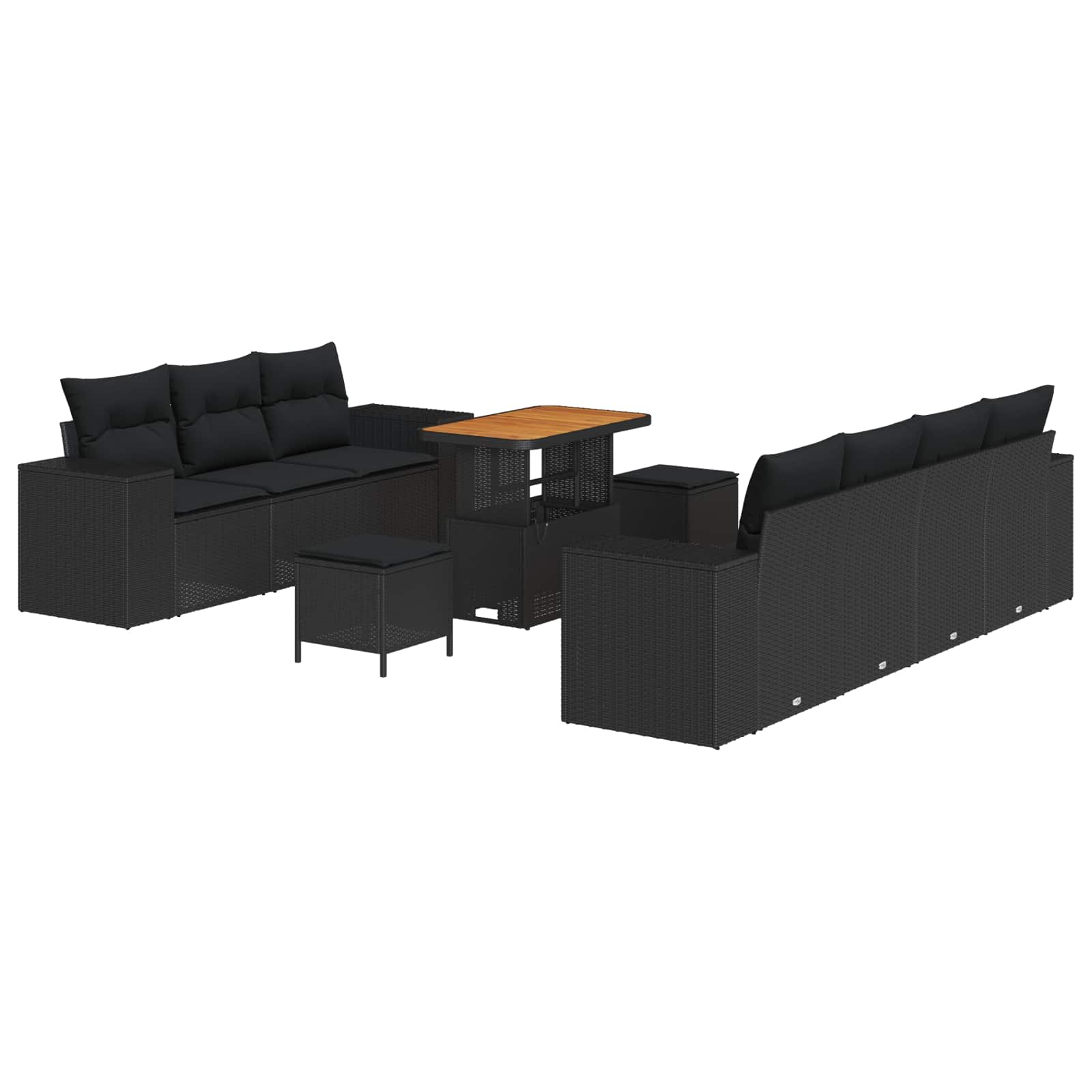 Set Divano da Giardino 10 pcs Nero Rattan in Polipropilene | homemem39