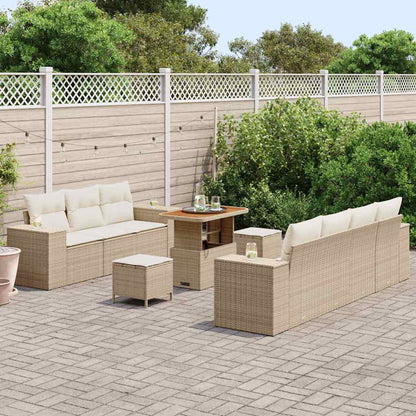 Set Divano da Giardino con cuscino 10 pcs Beige e Crema | homemem39