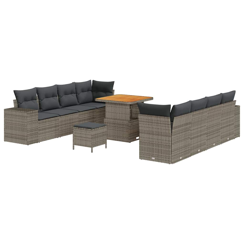 Set Divano da Giardino con cuscino 11 pcs Grigio polyrattan | homemem39