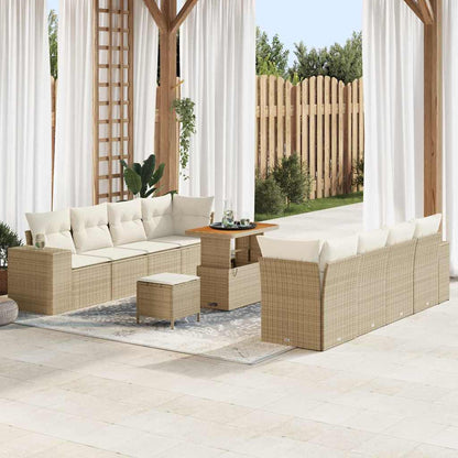 Set Divano da Giardino Beige e Crema polyrattan