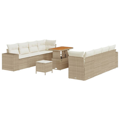Set Divano da Giardino Beige e Crema polyrattan