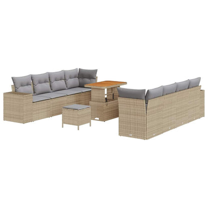 Set Divano da Giardino Beige e Grigio Chiaro polyrattan