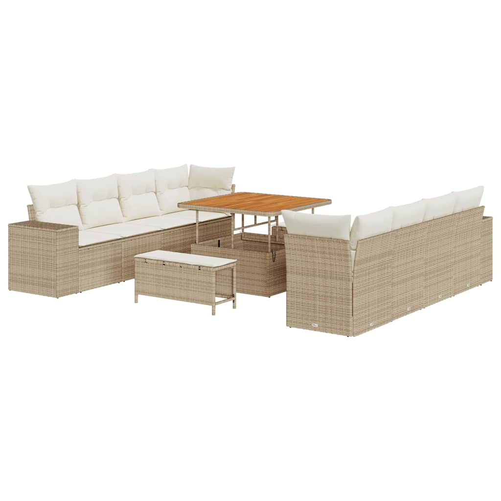 Set Divano da Giardino Beige e Crema polyrattan
