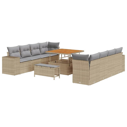 Set Divano da Giardino Beige e Grigio Chiaro polyrattan