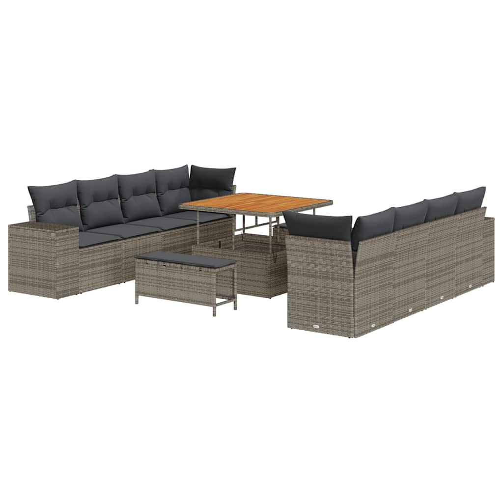 Set Divano da Giardino Grigio polyrattan