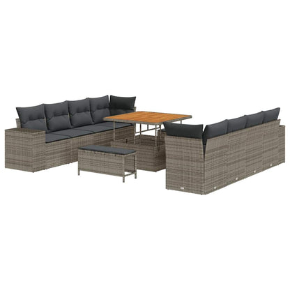 Set Divano da Giardino Grigio polyrattan
