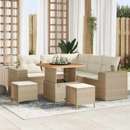 Set Divano da Giardino 8 pz 7-Numero di posti Beige e Crema | homemem39