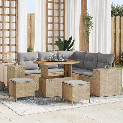 Set Divano da Giardino 8 pcs Beige e Grigio Chiaro polyrattan | homemem39