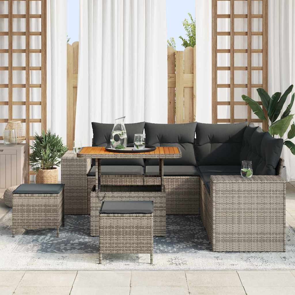 Set Divano da Giardino con cuscino con cuscino 8 pcs Grigio