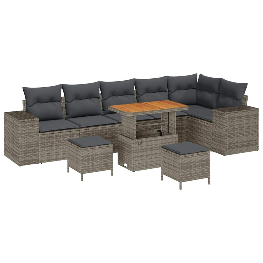 Set Divano da Giardino con cuscino con cuscino 9 pcs Grigio