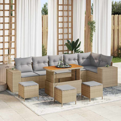 Set Divano da Giardino 10 pcs Beige e Grigio Chiaro polyrattan | homemem39