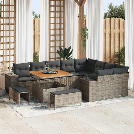 Set Divano da Giardino con cuscino con cuscino 12 pcs Grigio