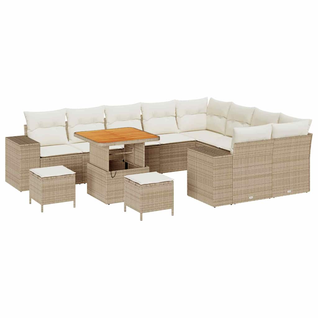 Set Divano da Giardino con cuscino 12 pcs Beige e Crema
