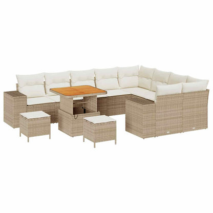Set Divano da Giardino con cuscino 12 pcs Beige e Crema