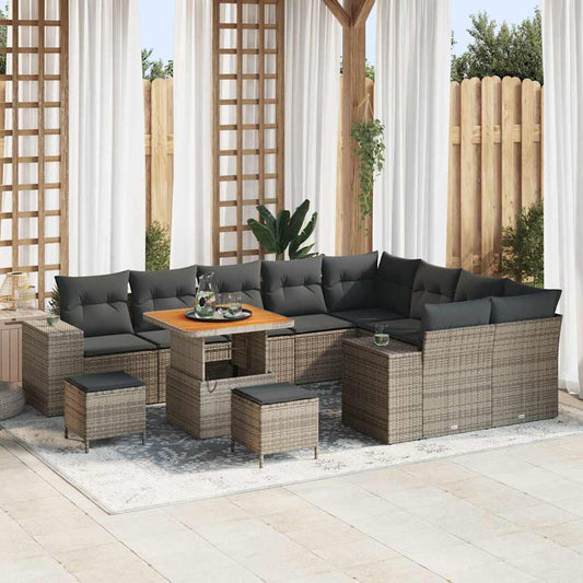 Set Divano da Giardino 12 pz 9-Numero di posti Grigio