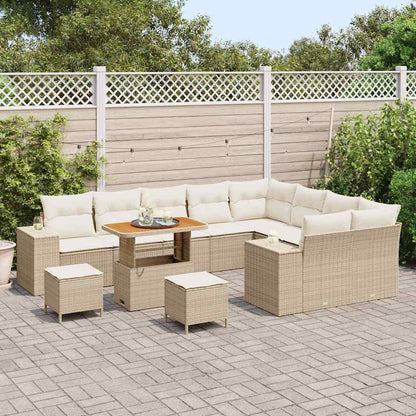 Set Divano da Giardino con cuscino 12 pcs Beige e Crema