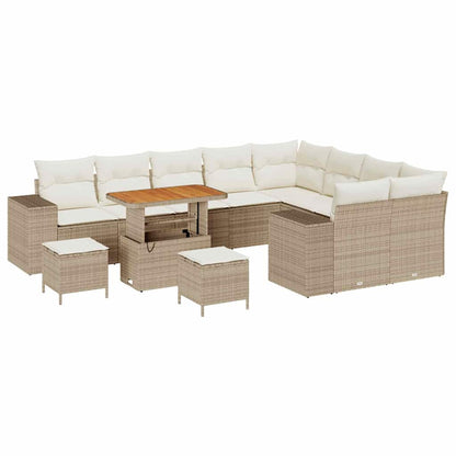 Set Divano da Giardino con cuscino 12 pcs Beige e Crema