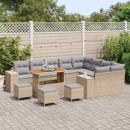 Set Divano da Giardino con cuscino 13 pcs Beige e Grigio Chiaro