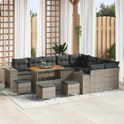 Set Divano da Giardino 13 pz 9-Numero di posti Grigio