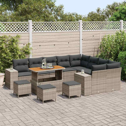 Set Divano da Giardino 13 pz 9-Numero di posti Grigio