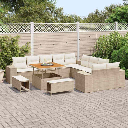 Set Divano da Giardino con cuscino 13 pcs Beige e Crema