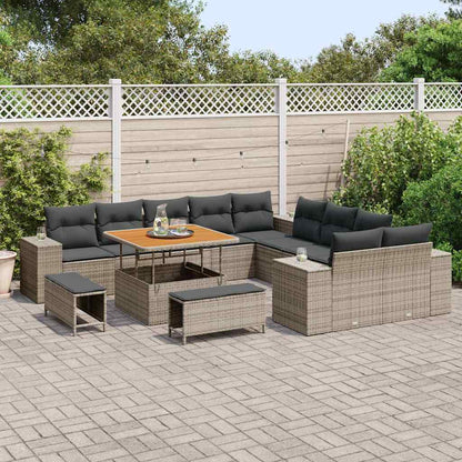 Set Divano da Giardino con cuscino 13 pcs Grigio polyrattan | homemem39