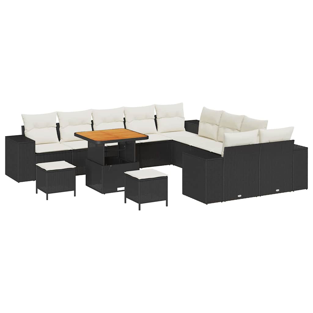 Set Divano da Giardino 13 pcs Nero e Crema polyrattan | homemem39