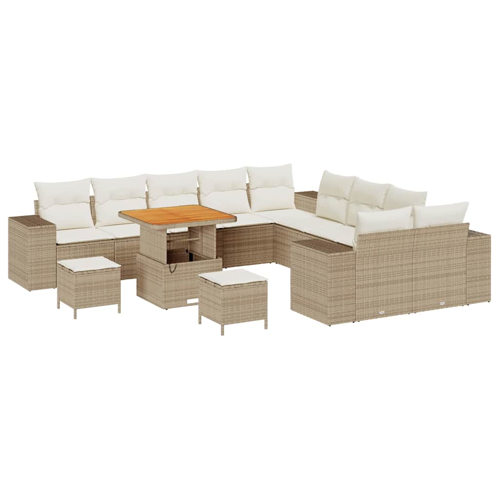 Set Divano da Giardino con cuscino 13 pcs Beige e Crema