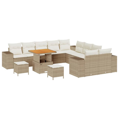 Set Divano da Giardino con cuscino 13 pcs Beige e Crema