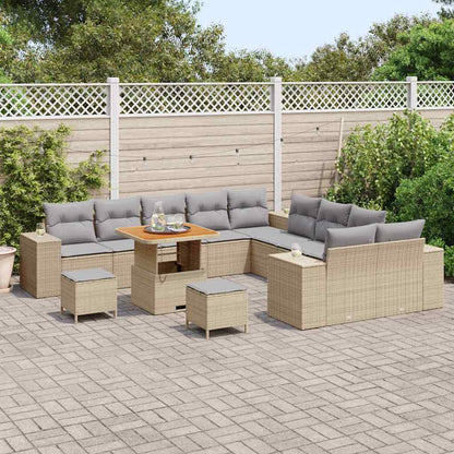Set Divano da Giardino con cuscino 13 pcs Beige e Grigio Chiaro