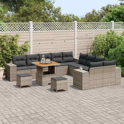 Set Divano da Giardino con cuscino 13 pcs Grigio polyrattan | homemem39