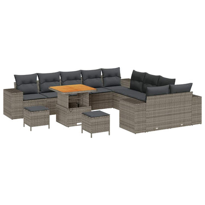Set Divano da Giardino con cuscino 13 pcs Grigio polyrattan | homemem39