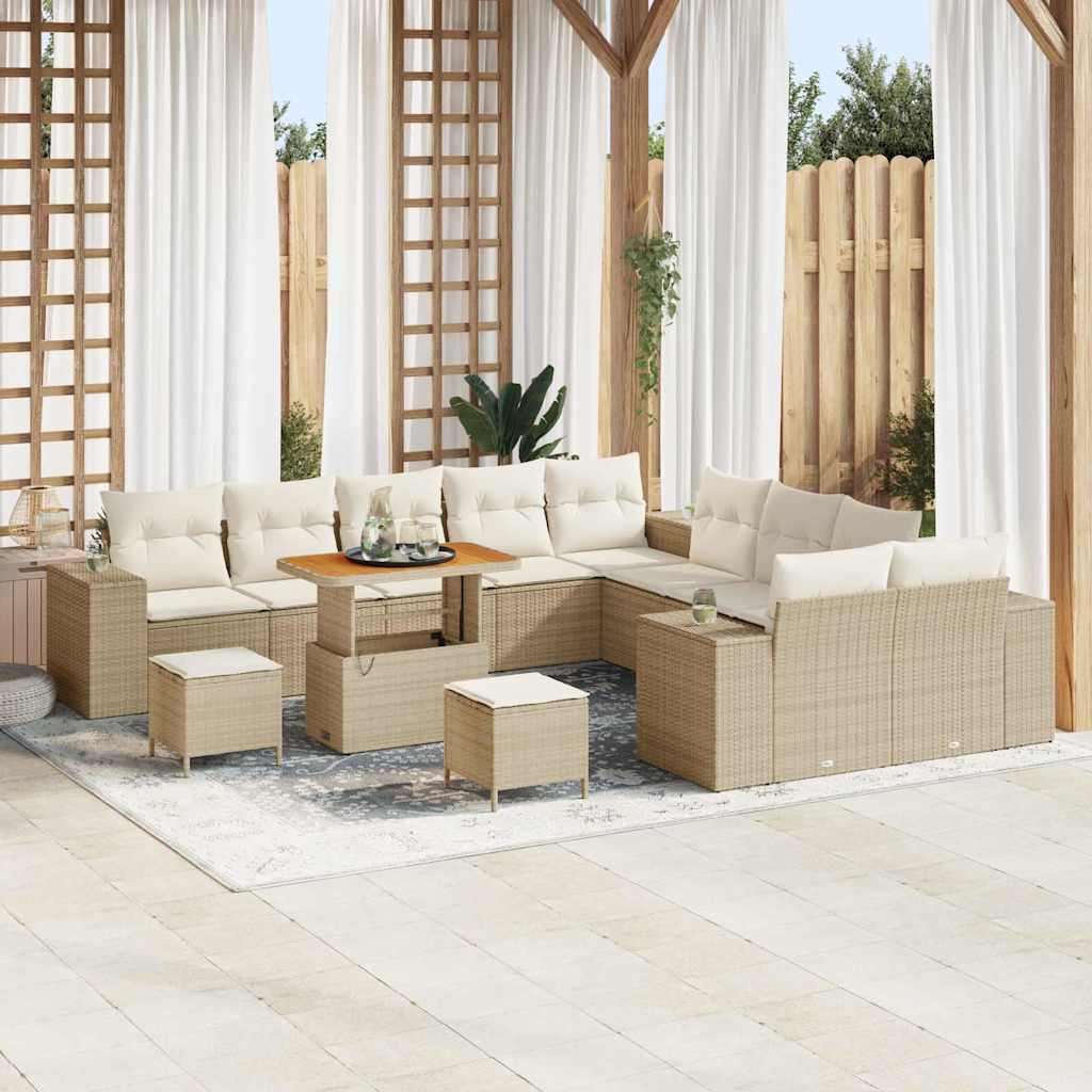 Set Divano da Giardino 13 pcs Beige e Crema polyrattan | homemem39