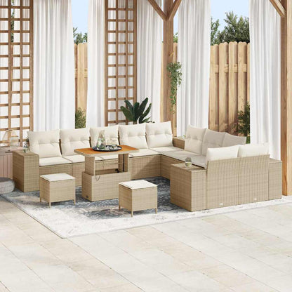 Set Divano da Giardino 13 pcs Beige e Crema polyrattan | homemem39