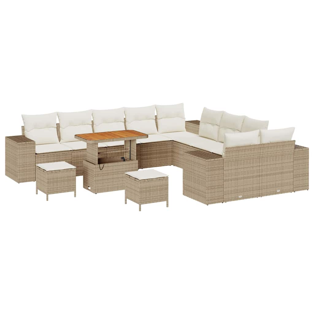 Set Divano da Giardino 13 pcs Beige e Crema polyrattan | homemem39