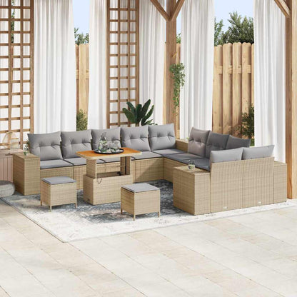 Set Divano da Giardino con cuscino 13 pcs Beige e Grigio Chiaro