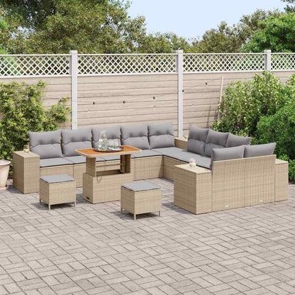 Set Divano da Giardino con cuscino 13 pcs Beige e Grigio Chiaro