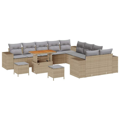 Set Divano da Giardino con cuscino 13 pcs Beige e Grigio Chiaro