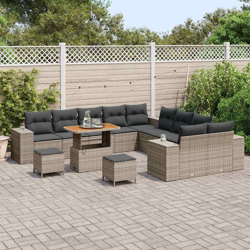 Set Divano da Giardino con cuscino con cuscino 13 pcs Grigio