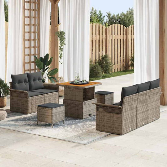 Set Divano da Giardino con cuscino 8 pcs Grigio
